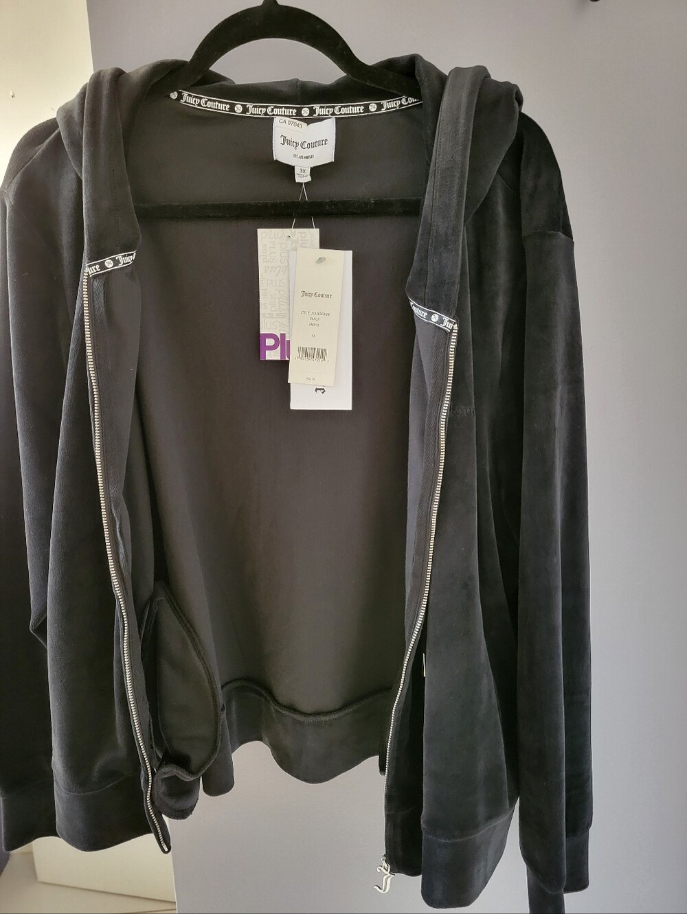 Juicy Couture Black Velvet Crop Hoodie